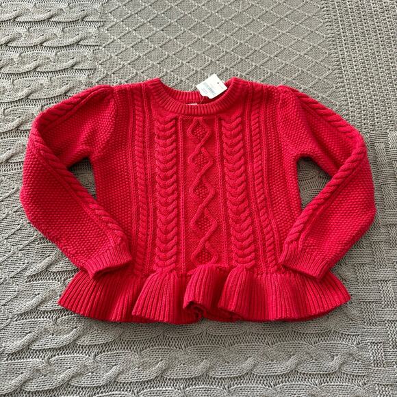 NWT Gap Red Cable Knit Peplum Sweater ~ 4 - Picture 1 of 10
